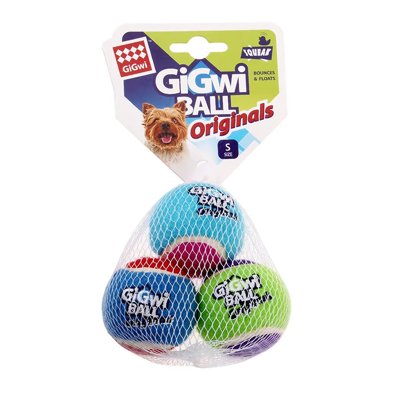 Pet Dog Squeaky Tennis Ball Interactive Dog Toys High Bounce Sound Rubber Ball  for Small Medium Dogs Training Outdoor Play Ball