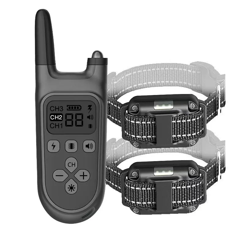 Hot sale Black 800m Electric Dog Training Collar with Shock Vibration Sound Remote Control Pet Training Artifact Bark Stopper