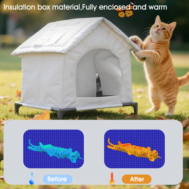 Outdoor Cat House New Weatherproof Outside Cat House Winter Warm Pet Cave Sleeping Beds for Small Dog Puppy Warm Shelter