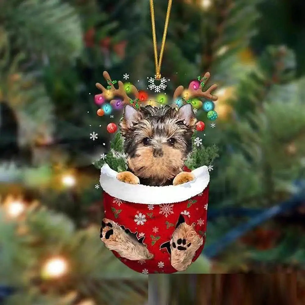 Christmas Cute Puppy Dog Shell Hanging Pendants Xmas Tree Drop Ornament Merry Chriatma Home Decor Happy New Year 2024