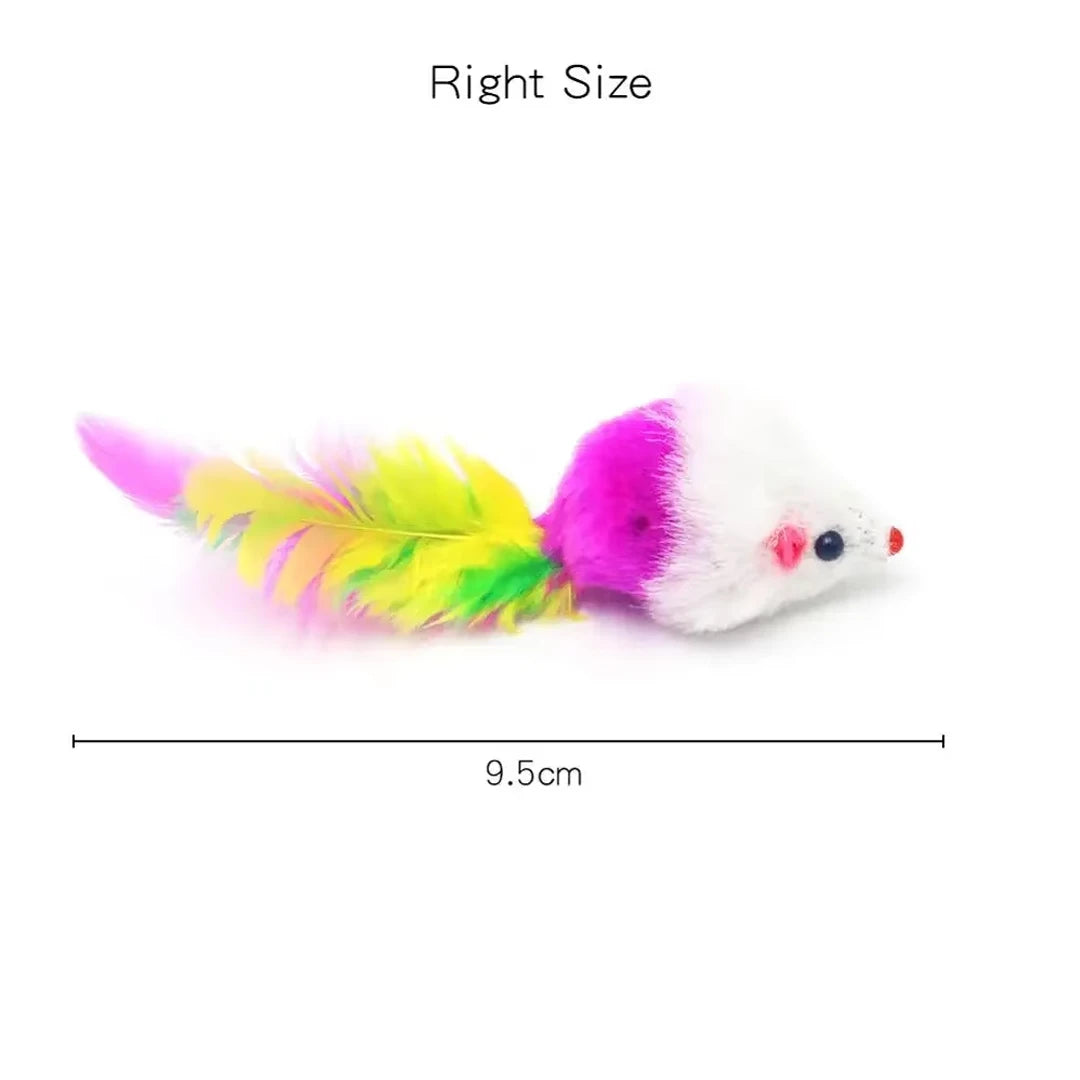 New Pet Cat Toys Interactive Cute Soft Fleece False Mouse Colorful Feather Funny Playing Training Toy for Cats Kitten  Supplies