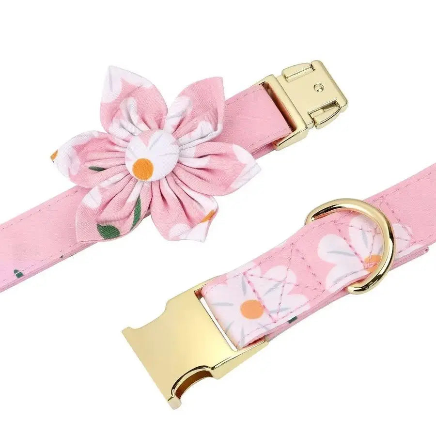 Cute Girl Dog Collars, Harnesses amp Leashes Set Adjustable Dog Collar and Leash Set with Flower Soft Mesh Dog Vest Harness for