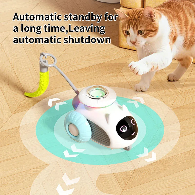 Cat Toys for Indoor Remote Control Smart Automatic Car with Tail Rechargeable LED Auto Moving Exercise Interactive Cat Toys