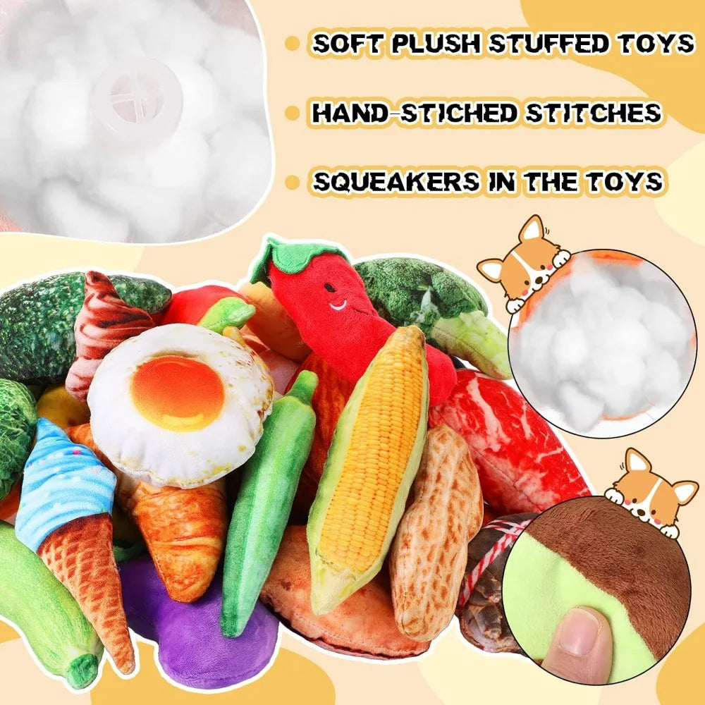 Hungdao 80 Pcs Dog Squeaky Toys Bulk for Small Puppy Dog Stuffed Plush Chew Toys Small Medium Dogs PET Toys with Squeakers for P