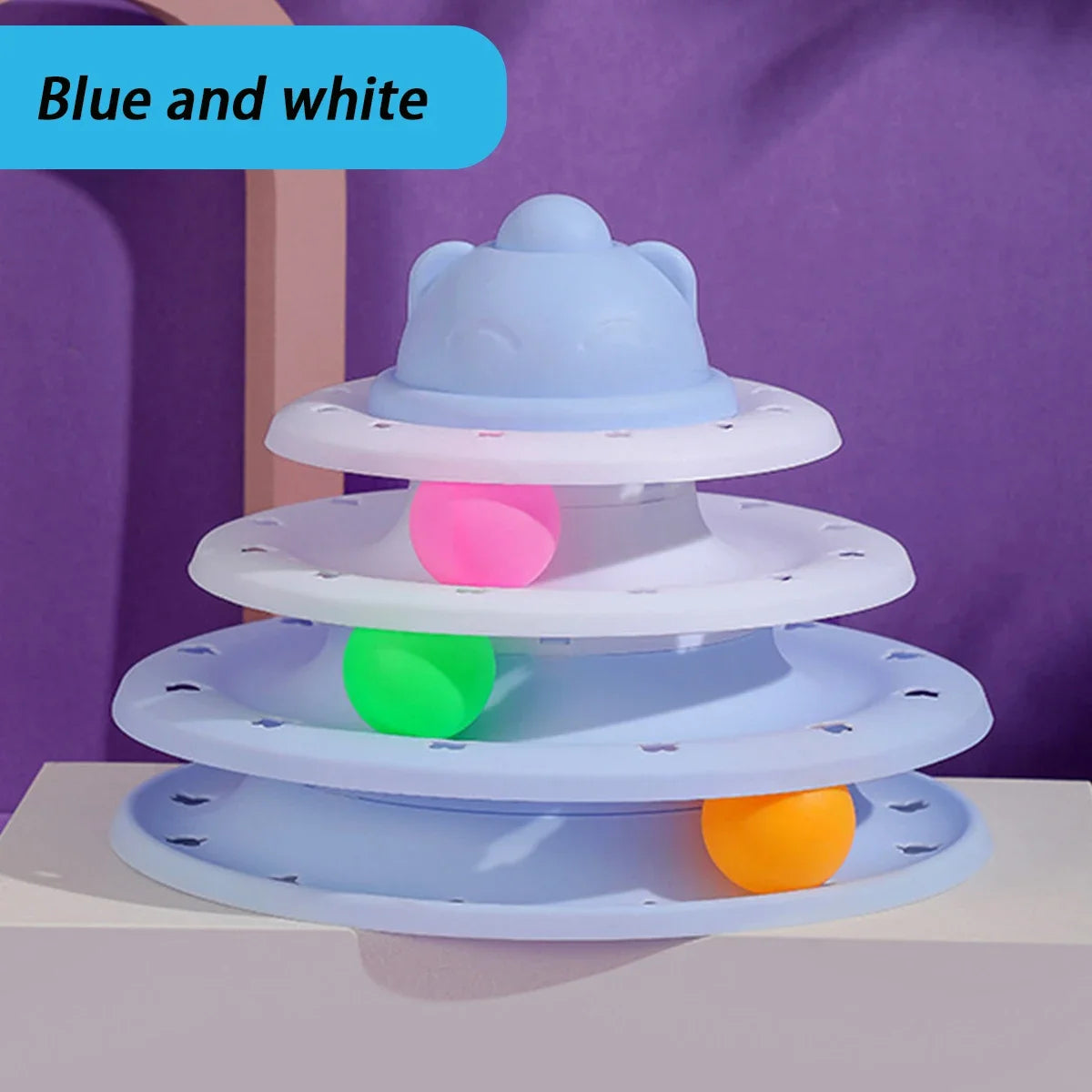 4 Levels Cat Toy Tower Turntable Roller Balls Toys Interactive Intelligence Training Track Puzzle Funny Games Accessories