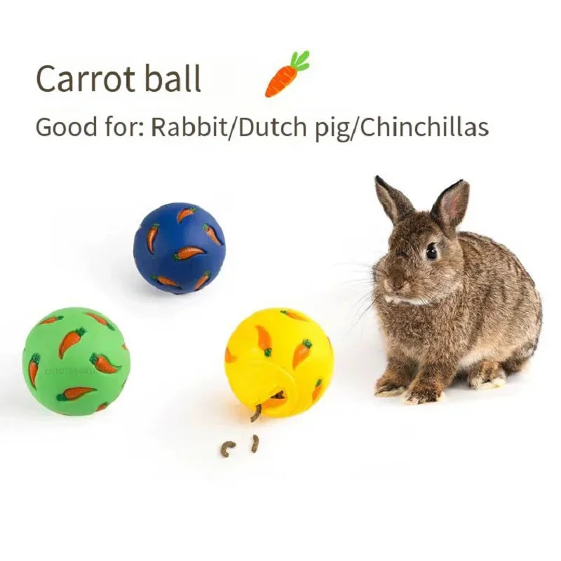 Rabbit Treat Ball Pet Slow Feeder Interactive Bunny Toy Snack Toy Ball Bite Resistant Feeding Toys Kitty Guinea Pig Cat Supplies