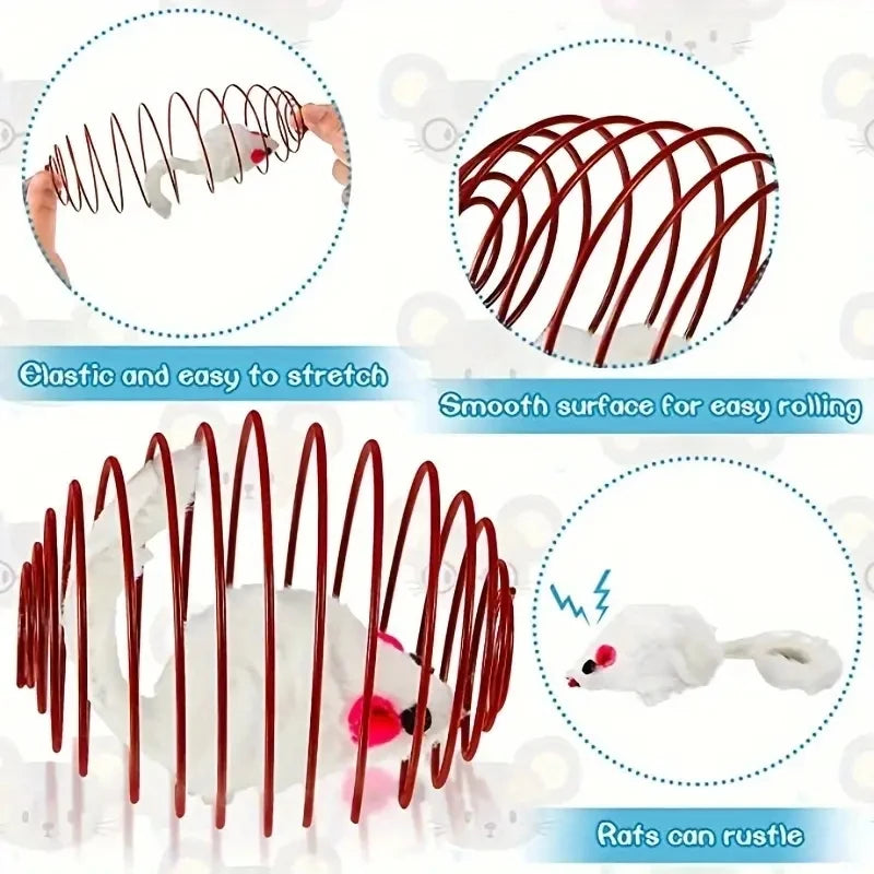 1Pc/3PCS Cat Toy Balls Funny Stretchable Kitten Springs Toys Interactive Caged Rats Rolling Cat Balls Random Color Cat Dog