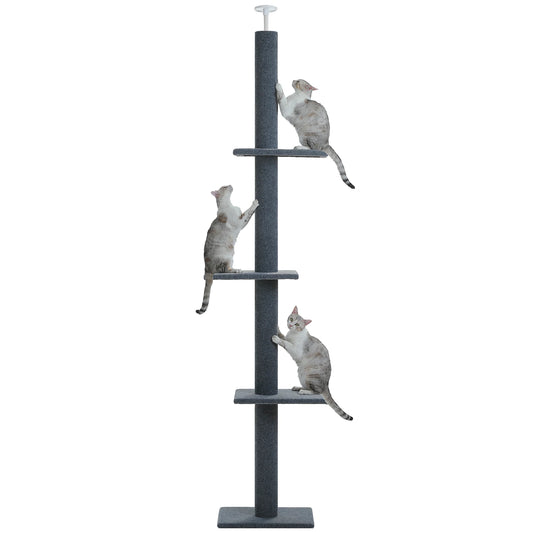 Adjustable Height Cat Tree for Indoor, Floor to Ceiling Cat Tower with Scratching Posts, Cat Scratcher Furniture, Kitten Toys
