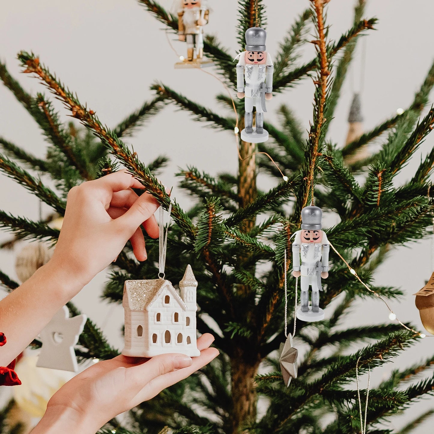 Nutcracker Pendant Mini Ornaments Christmas Porch Wall Decoration Door Plaque Funny Wooden Holiday Tree Decorations for Bedroom