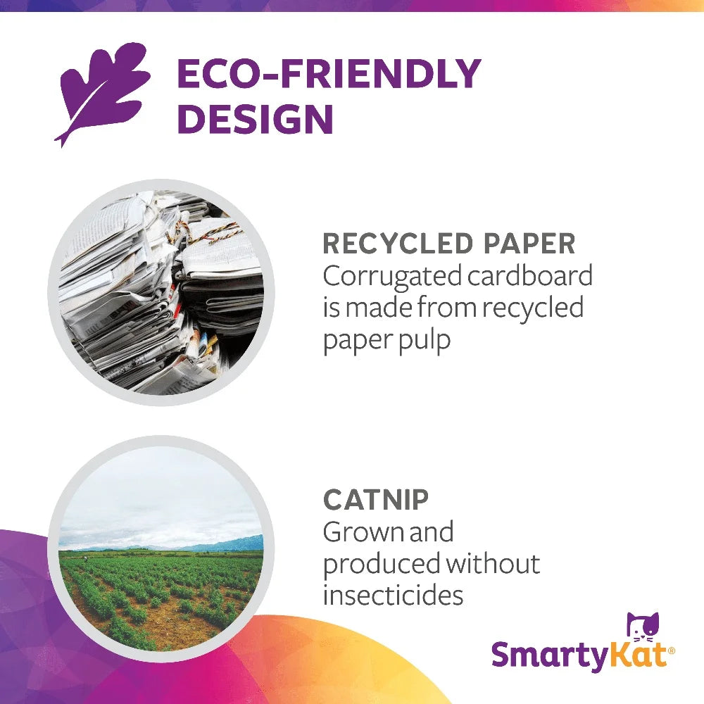 Indoor Cat Scratcher Wide Corrugated Catnip Infused Scratching Post Eco-Friendly Recycled Material Paws Off Furniture Stress