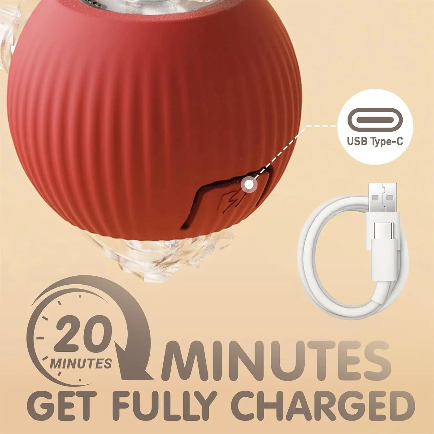 Durable Automatic Chase Ball Cat Toy with Speedy Tail, Interactive Fun for Indoor Cats, Red