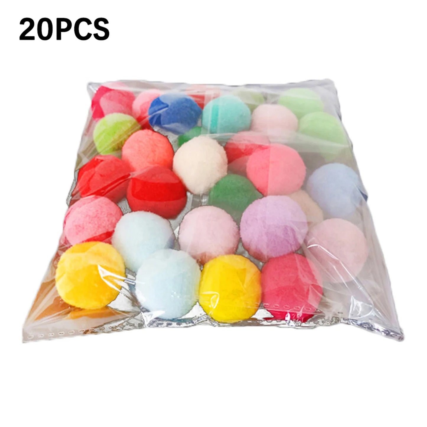 30Pcs 1.6"/4cm Cat Toy Balls Bulk Soft Kitten Pompon Toy Indoor Cats Interactive Play Training Toy Plush Balls Cats Favorite Toy