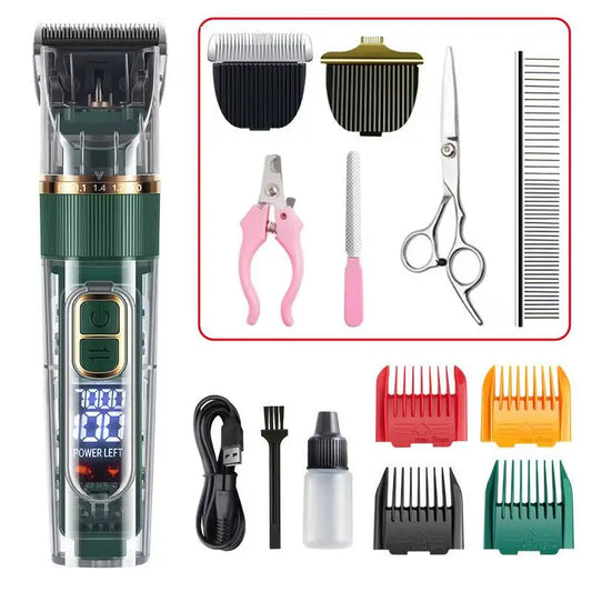 Dog Hair Clippers Grooming Haircut Trimmer Shaver Set IPX7waterproof Pets Cordless Rechargeable Professional Dog Clipper