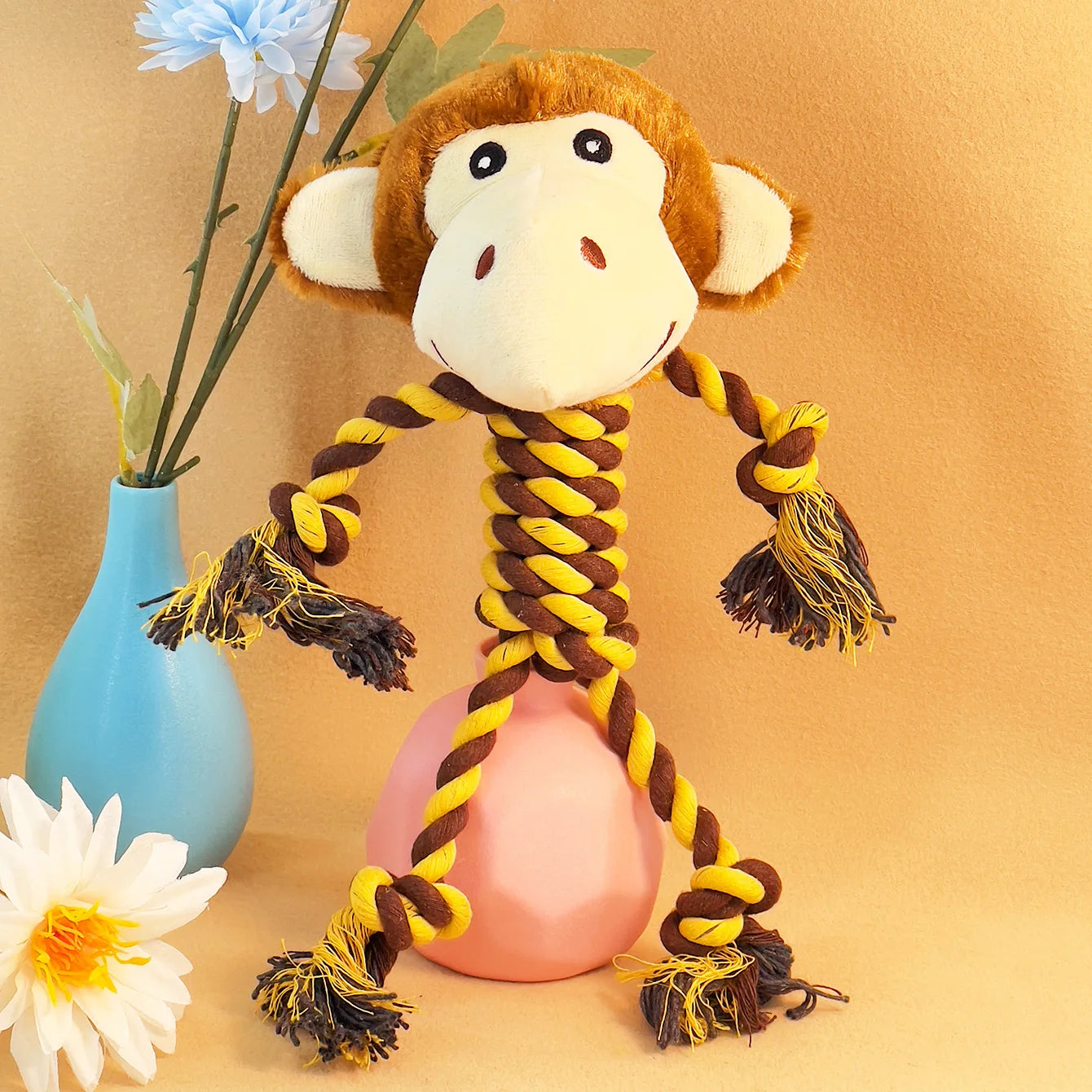 Cute Plush Dog Rope Toy Durable Chew & Squeaky Pet Toy for Aggressive Chewers, Fun Interactive Play for Puppies & Dogs