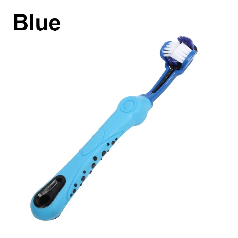 Three Sided Pet Toothbrush Three-Head Multi-angle Toothbrush Removing Bad Breath Tartar Cleaning Mouth Dog Cat Teeth Care Tool