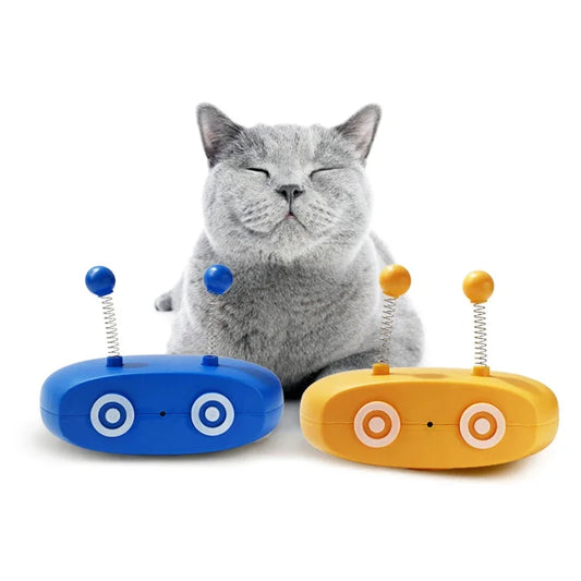 Electric Robot Cat Interactive Cat Toy Turntable Automatic Feather Teasing Stick Laser USB Charging Funny Cat Toys Pet Supplies