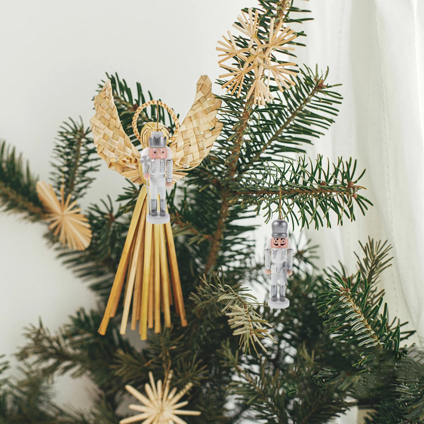 Nutcracker Pendant Mini Ornaments Christmas Porch Wall Decoration Door Plaque Funny Wooden Holiday Tree Decorations for Bedroom