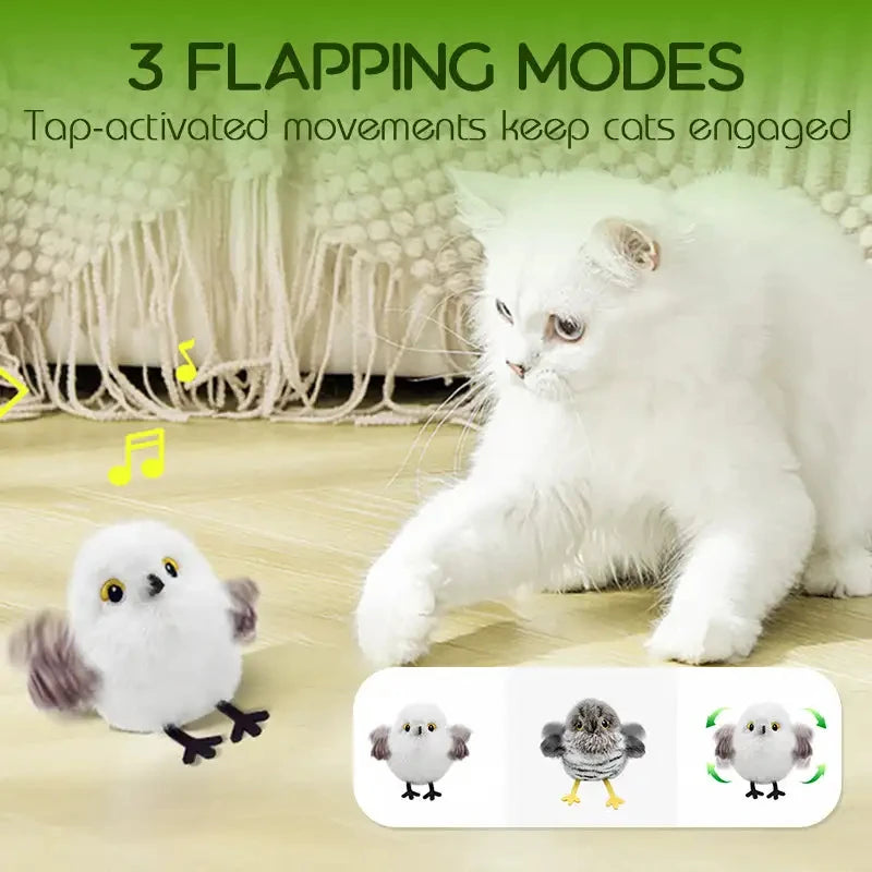 Cat Toys Flapping Bird (No Flying), Lifelike Sandpiper Chirp Tweet, Rechargeable Touch Activated Kitten Toy Interactive Cat