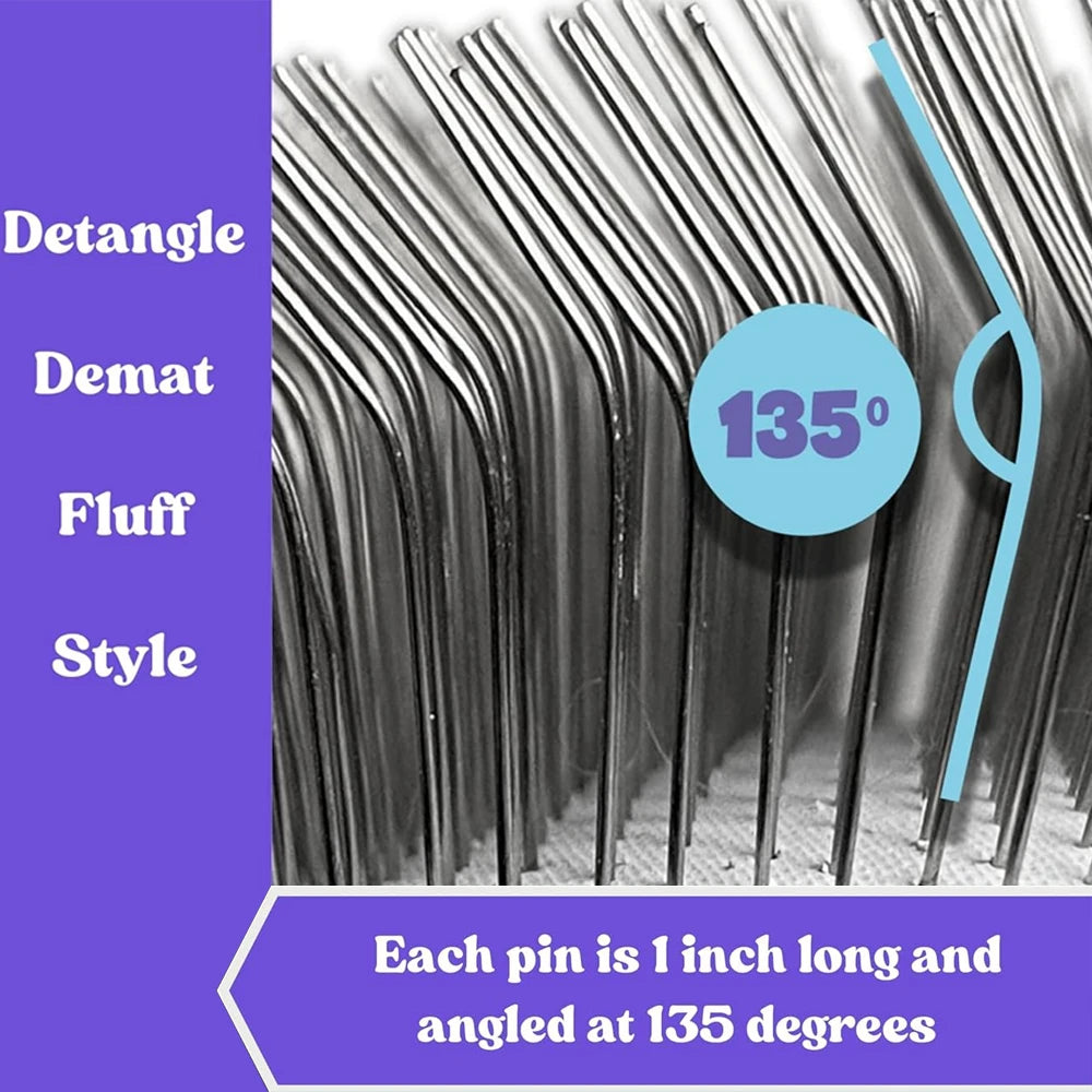 Dog Slicker Brush - Dogs Grooming Brush Especially Designed for Poodles and Doodle Mixes Fluff, Detangle and Demat Dog Comb