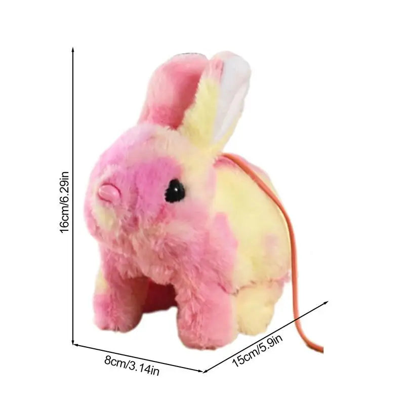 Walking Bunny Toy Cute Electric Rabbit Interactive Plush Toys With Sounds and Rope Animated Rabbit Stuffed Doll Birthday Gifts