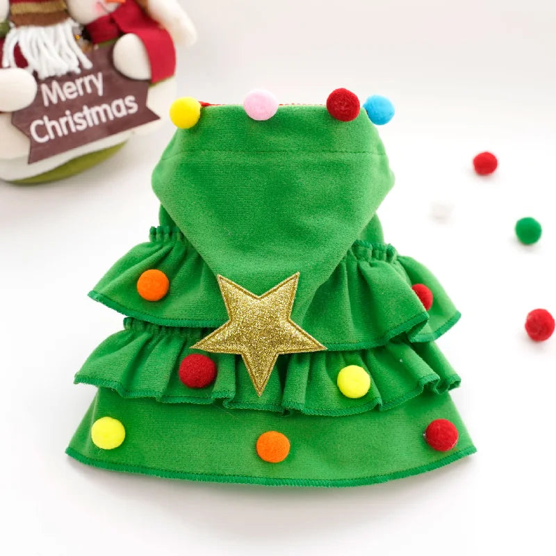Merry Christmas Pet Clothes Dog Cloak Pet Cape And Shawl Puppy Cosplay Santa Tree Costume Happy Festival Coat Supplies Wholesale