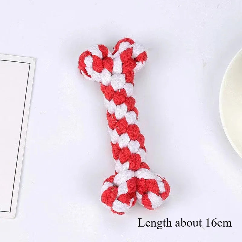 Christmas Dog Toy Pet Cotton Rope Knot Interactive Dog Toys Ball for Puppy Chihuahua Large Dogs Toothbrush Chew Dog Accessories
