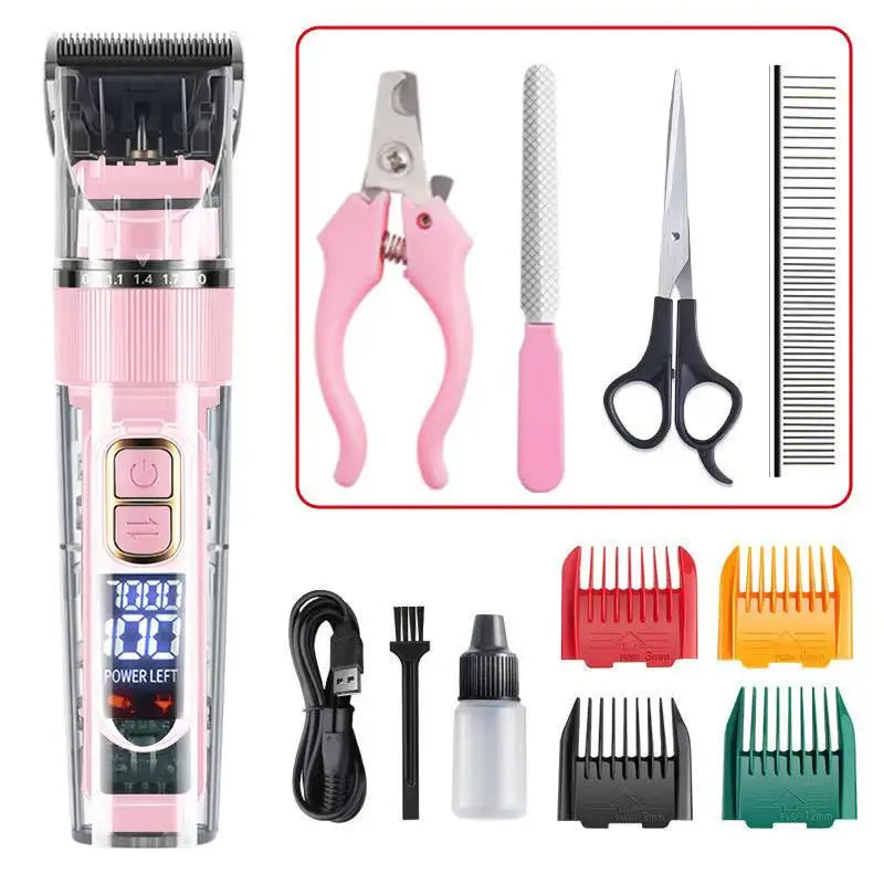 Dog Hair Clippers Grooming Haircut Trimmer Shaver Set IPX7waterproof Pets Cordless Rechargeable Professional Dog Clipper