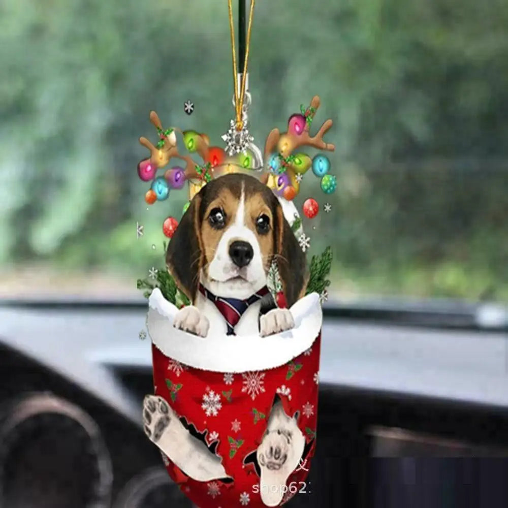Christmas Cute Puppy Dog Shell Hanging Pendants Xmas Tree Drop Ornament Merry Chriatma Home Decor Happy New Year 2024