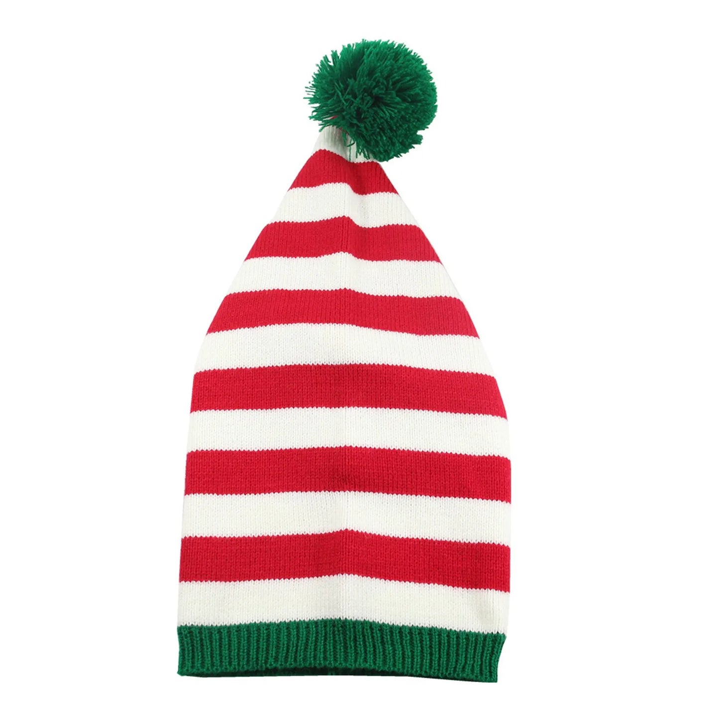 Adult Christmas Knitted Hat Elf Santa Beanies Santa Claus Red Green Striped Knitted Crochet Hat Merry Christmas Happy New Year