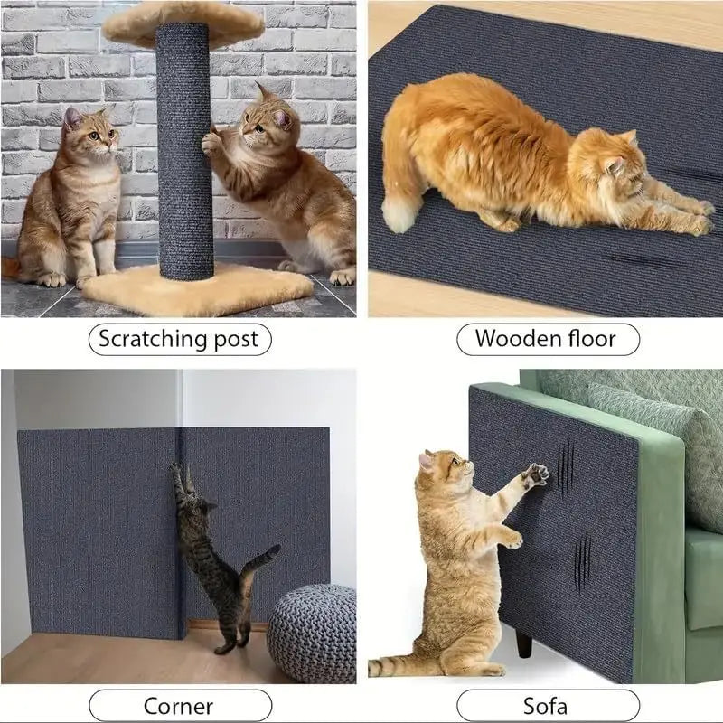 100/200/300cm Cat Scratcher Sofa Protector Pad Board Protection Trimmable Self-adhesive Carpet Corner Wall DIY Cat Scratch Mat