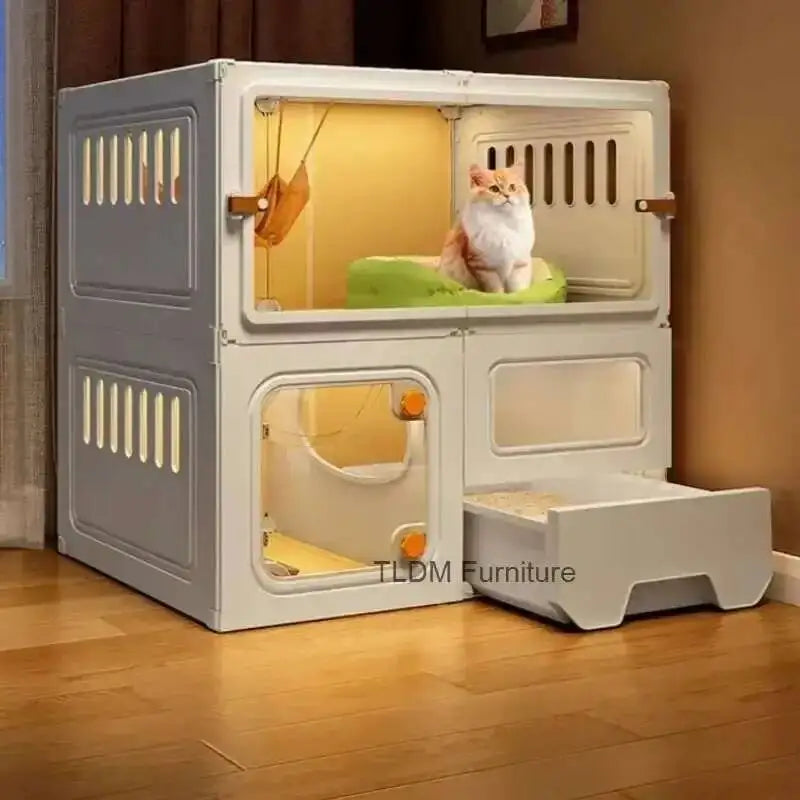 Luxury Cat Cage Cats Litter Box Integrated Cat House Modern Minimalist Large Free Space Household Indoor Cages for Cats