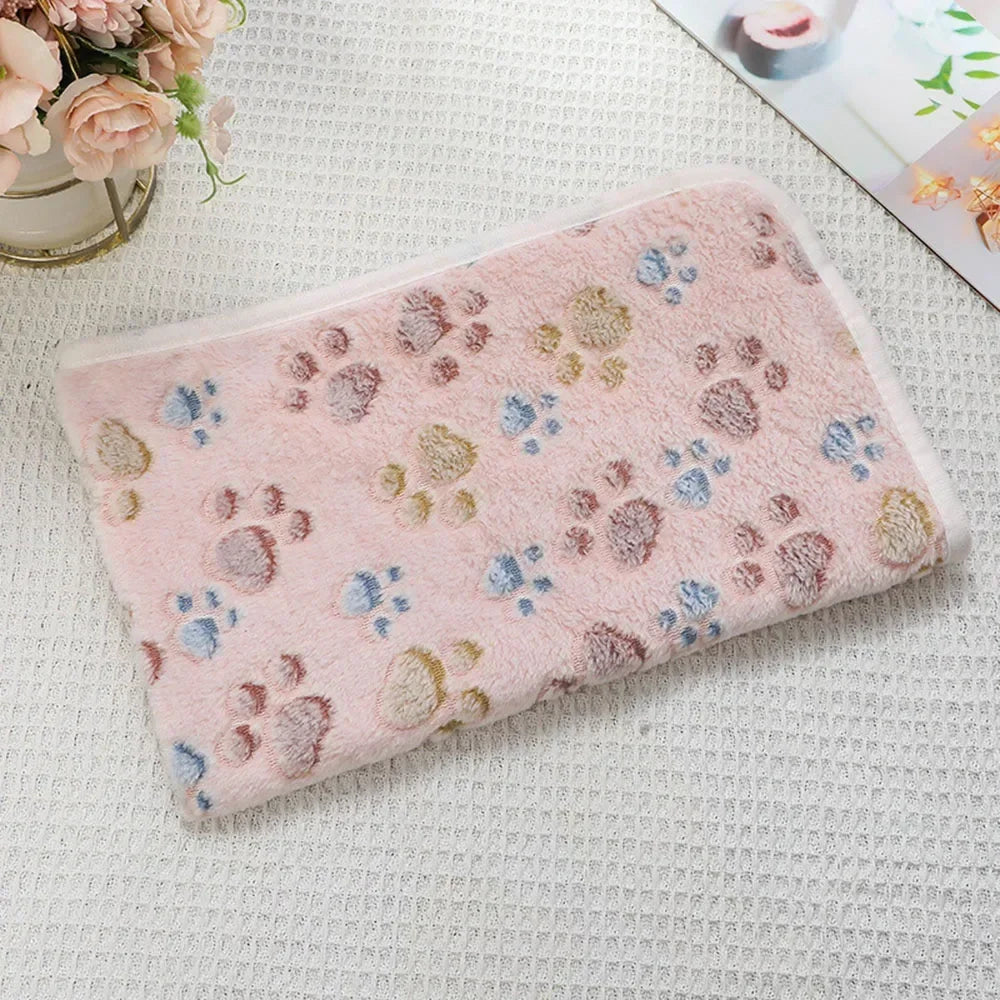 Dog Blanket Washable Fuzzy Soft Pet Mat Throw Cover for Kennel Crate Bed Cute Paw Pattern Puppy Cat Bed Blanket Mat Pet Blankets
