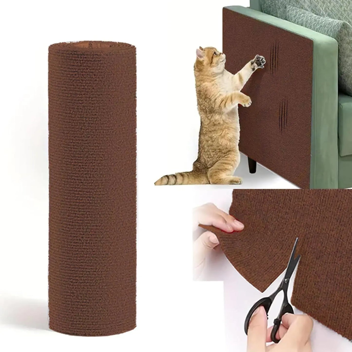 100/200/300cm Cat Scratcher Sofa Protector Pad Board Protection Trimmable Self-adhesive Carpet Corner Wall DIY Cat Scratch Mat