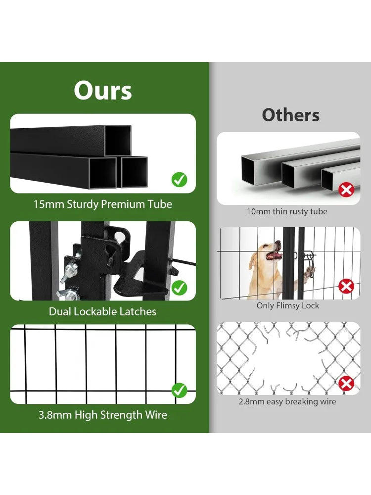 Outdoor  Kennel with Roof,  Kennel Outside with 2  Bowls, Large  Houses Pen Dogs Run Enclosure with Secure L