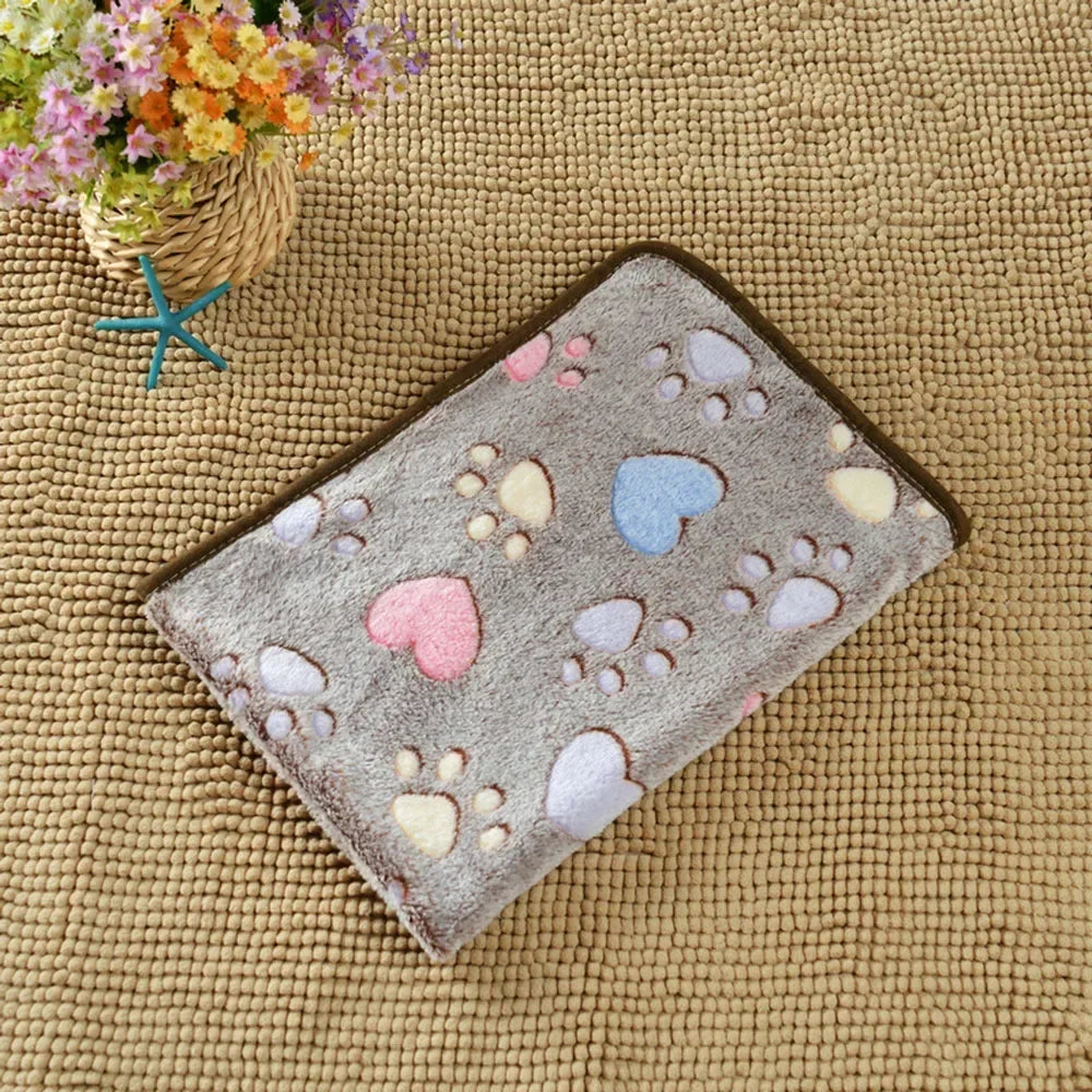 Dog Blanket Washable Fuzzy Soft Pet Mat Throw Cover for Kennel Crate Bed Cute Paw Pattern Puppy Cat Bed Blanket Mat Pet Blankets