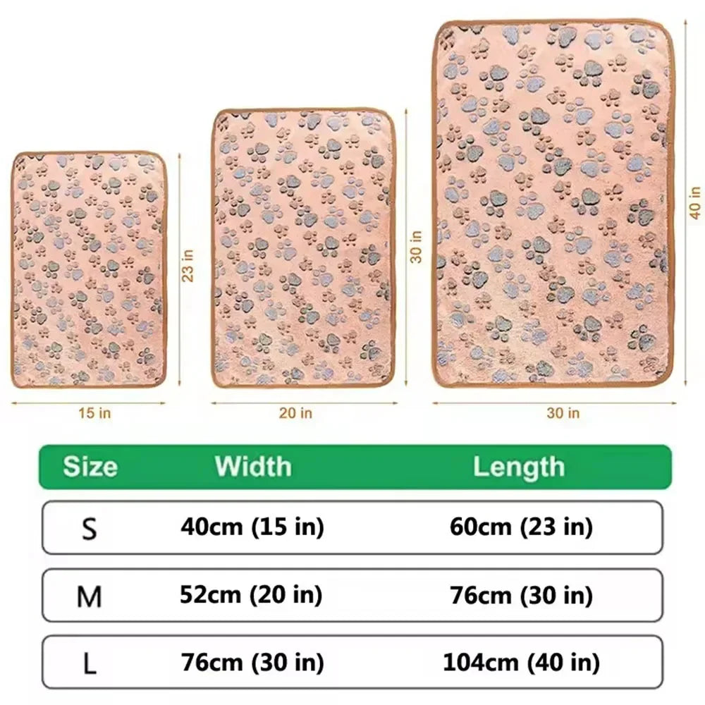 Dog Blanket Washable Fuzzy Soft Pet Mat Throw Cover for Kennel Crate Bed Cute Paw Pattern Puppy Cat Bed Blanket Mat Pet Blankets