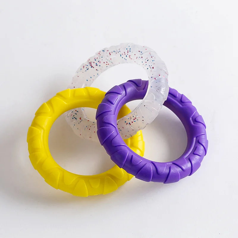 Durable Dog Chew Toy TPR Teeth Cleaning Pet Toys Interactive Bite Resistant 3 Colors Ring Dog Toy Pet Supplies Accessories Stuff