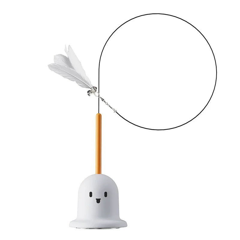 Cat Toy Teaser Rod with Suction Cup Self - entertaining Feather Pet Toy with Bell Long Pole Interactive and Bite - Resistant