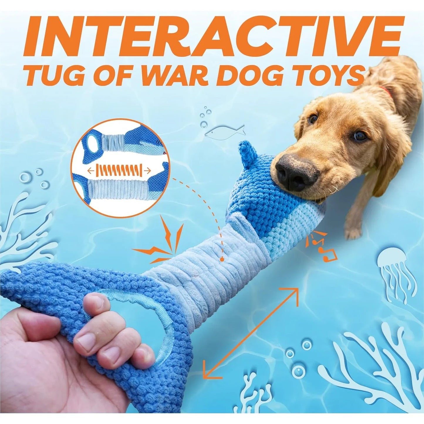 Squeaky Dog Toys for Aggressive Chewers Small Mediym Large Dog Golden Toys to Keep Them Busy Interactive Puppy Toys Tug of War