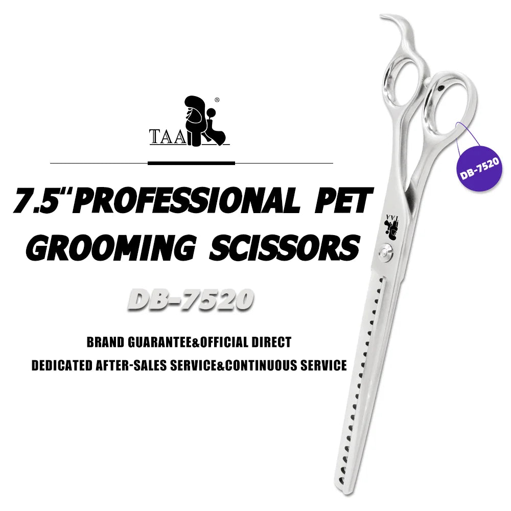 TAA Grooming Scissors Pet Scissors for Dog Professional Hairdressing Scissors 440C Alloy Steel Serrated Cat Dog Pet Hair Cutting