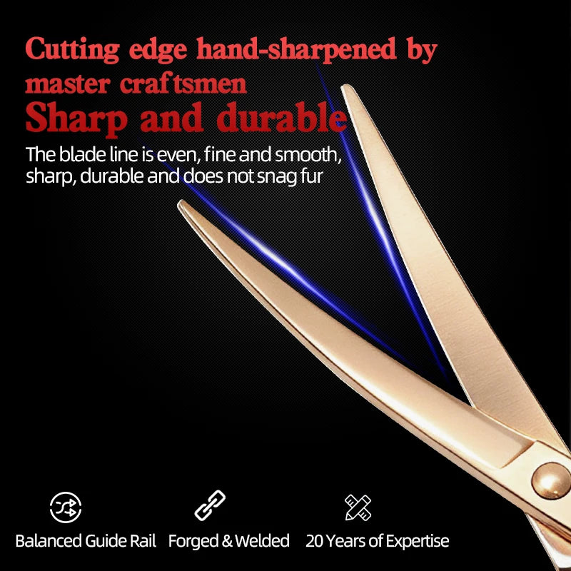 Pet Grooming Small Curved Scissors for Dogs, Specialized for Cats, Fine-tuning for Round Faces, High-end Imported from Japan, 44