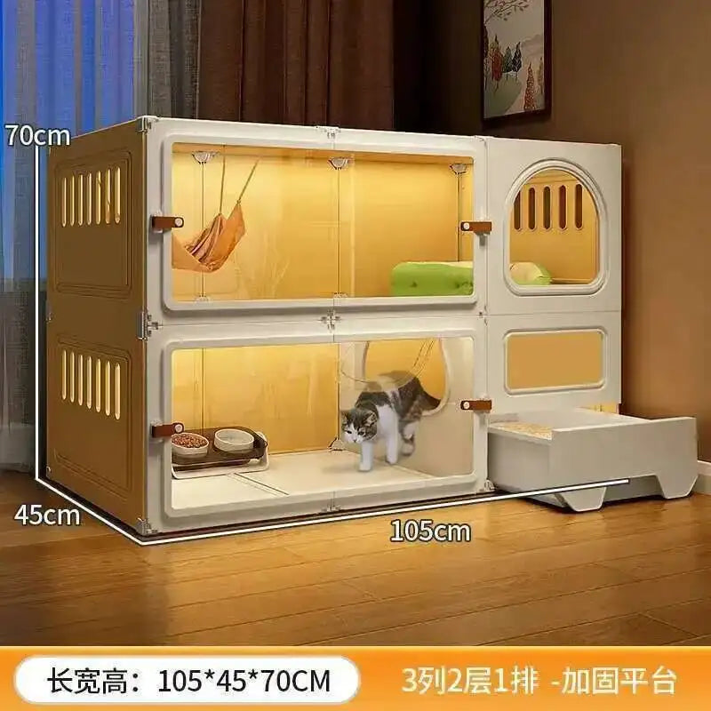 Luxury Cat Cage Cats Litter Box Integrated Cat House Modern Minimalist Large Free Space Household Indoor Cages for Cats