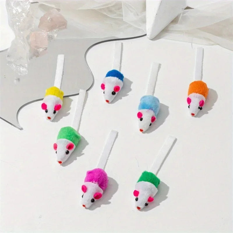 3-100 Pcs Cat Toys Interactive  Cloth Strip Mouse Color Tail Dual Color Fun Relieve Boredom Toy for Fun Playing with Cats