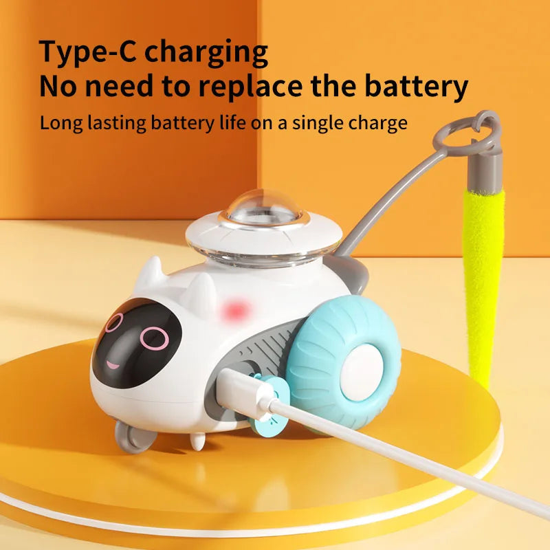 Cat Toys for Indoor Remote Control Smart Automatic Car with Tail Rechargeable LED Auto Moving Exercise Interactive Cat Toys