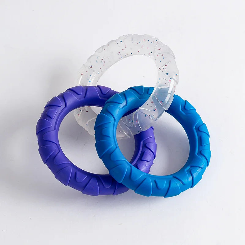 Durable Dog Chew Toy TPR Teeth Cleaning Pet Toys Interactive Bite Resistant 3 Colors Ring Dog Toy Pet Supplies Accessories Stuff