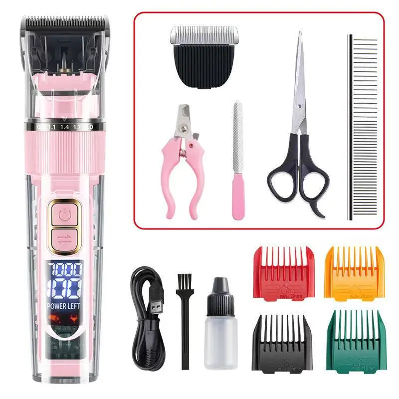 Dog Hair Clippers Grooming Haircut Trimmer Shaver Set IPX7waterproof Pets Cordless Rechargeable Professional Dog Clipper