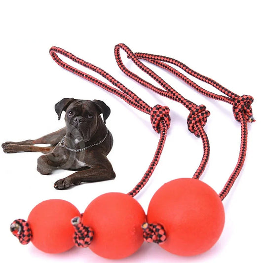 Indestructible Dog Ball Pet Training Dog Toy Puppy Tug Balls Toys Pet Chew Toys Solid Rubber Balls with Rope Pet Toy Cat toys