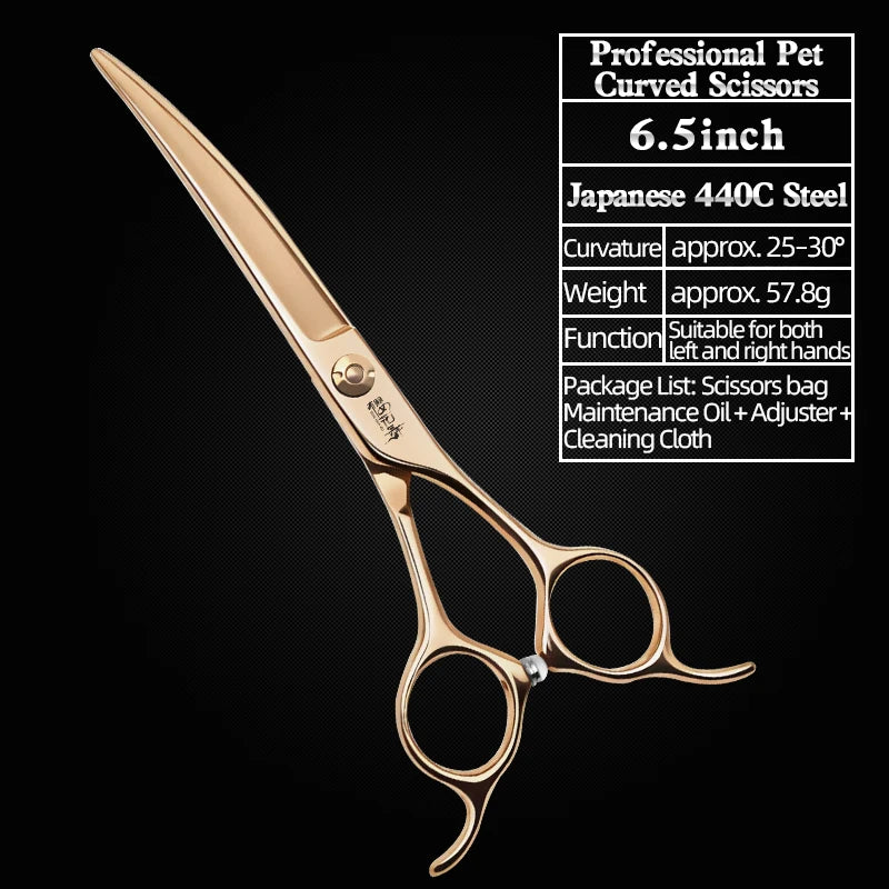 Pet Grooming Small Curved Scissors for Dogs, Specialized for Cats, Fine-tuning for Round Faces, High-end Imported from Japan, 44