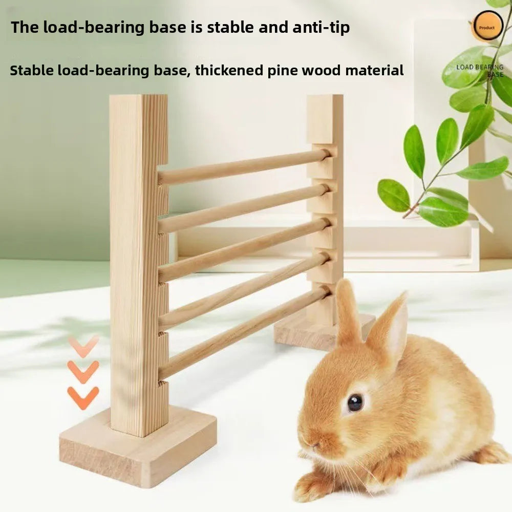 New Wooden Rabbit Jump Bar Easy to Install Adjustable Height Pet Training Games Interactive Pet Exercise Toy Small Pet Supplies