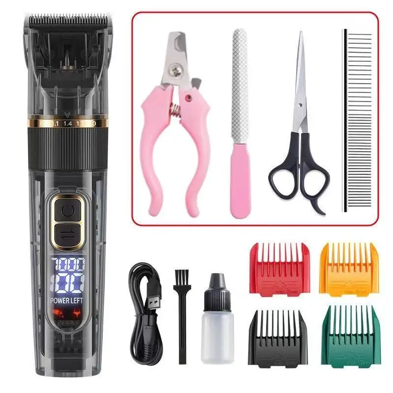 Dog Hair Clippers Grooming Haircut Trimmer Shaver Set IPX7waterproof Pets Cordless Rechargeable Professional Dog Clipper